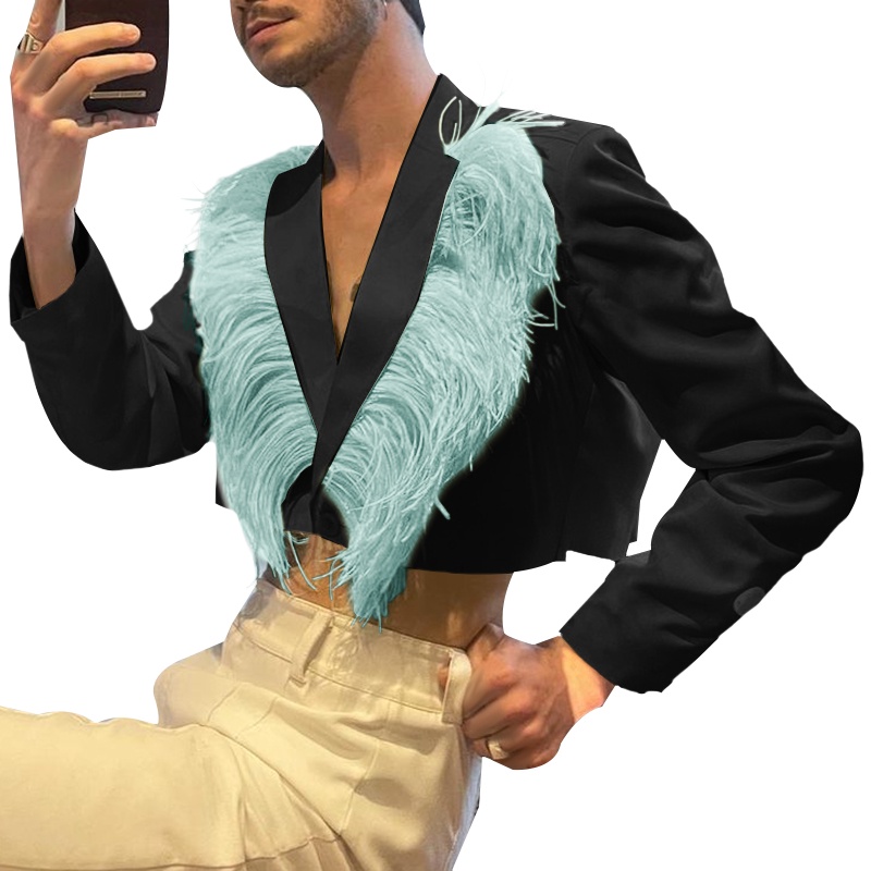 Áo Croptop Tay Dài Hoạ Tiết Lông Vũ Cho Nam