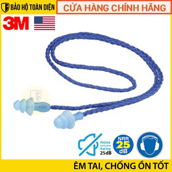 Nút bịt tai chống ồn có dây 3M 1290 | Nút tai chống ồn 3M| Dùng nhiều lần