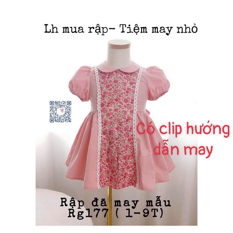 RG177_Rập giấy may váy cổ sen xếp li