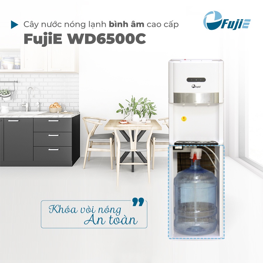 Cây nước nóng lạnh bình nước âm nhập khẩu FujiE WD6500C, làm lạnh Block ,3 vòi tự ngắt- hàng chính hãng bảo hành 2 năm