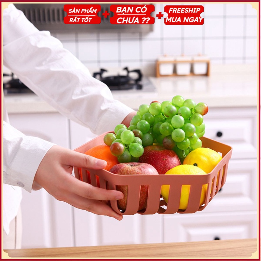 Rổ nhựa đa năng hình chữ nhật đựng đồ có quai cầm màu pastel xinh xắn zise to 22x12cm