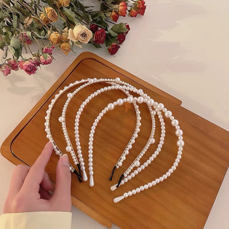 Băng đô bờm cài tóc ngọc trai đính đá phong cách Hàn Quốc iLita mấn áo dài tết cô dâu cho nữ tiểu thư đẹp sang trọng