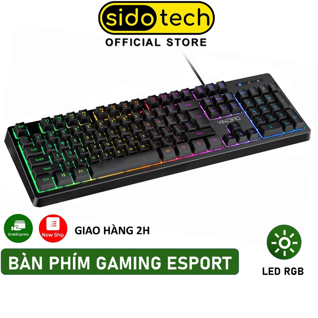 Bàn phím máy tính giả cơ SIDOTECH K200 led RGB gaming keycap phủ nhám gõ nhạy anti ghosting dành cho game thủ văn phòng
