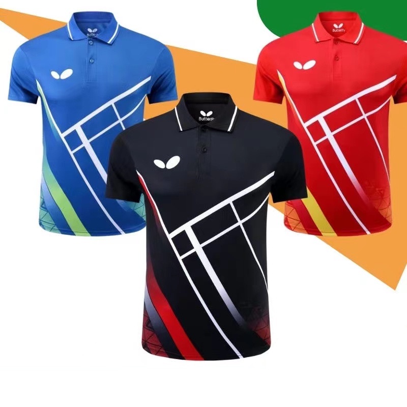 Áo Thun Tay Ngắn Có Cổ Thoáng Khí Mau Khô Phong Cách Mới Dành Cho Nam Nữ Chơi Bóng Bàn