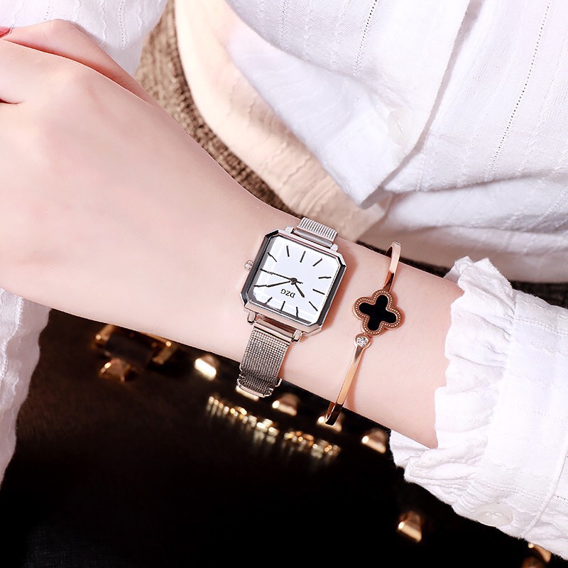 ĐỒNG HỒ NỮ DÂY DA DZG MẶT VUÔNG D207B DỄ THƯƠNG CỰC HOT | BigBuy360 - bigbuy360.vn