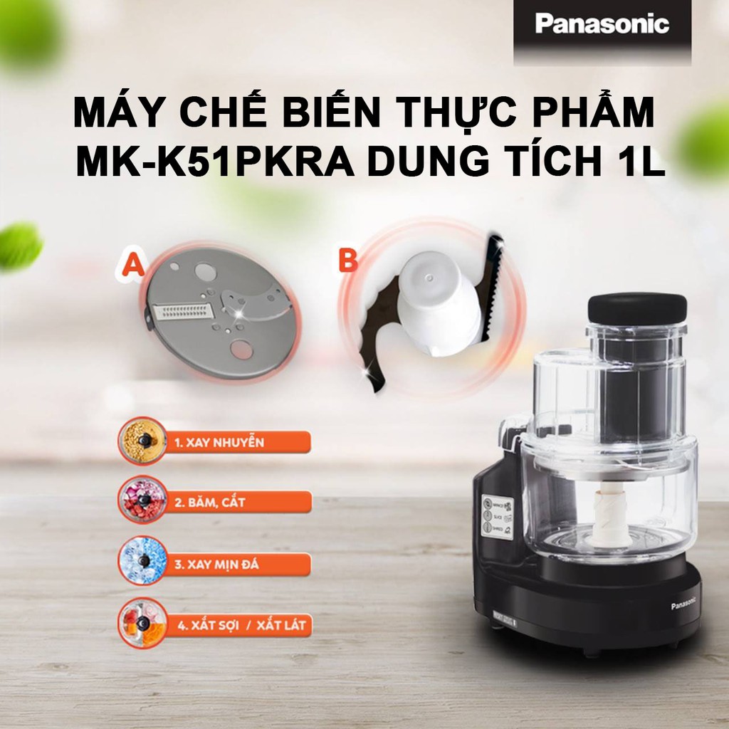 Máy xay chế biến thực phẩm 11 chức năng Panasonic MK-K51P dung tích 1 Lít - Hàng chính hãng, bảo hành 12 tháng