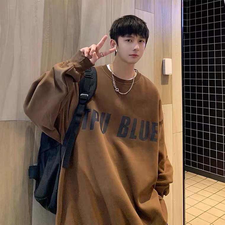 Áo Nỉ Dài Tay Cổ Tròn Form Rộng In Chữ Thời Trang Cho Nam Và Nữ Cỡ M-5XL