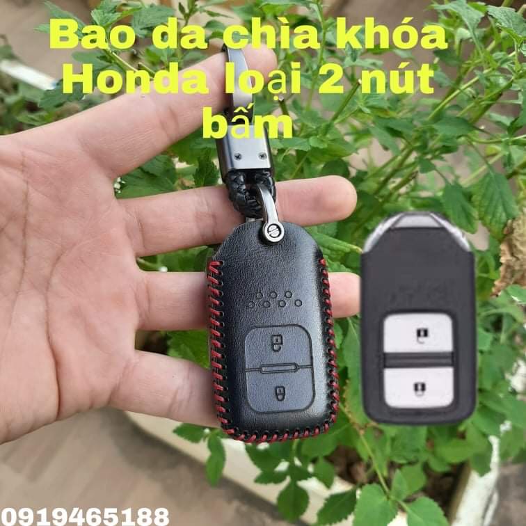 Bao da chìa khoá xe CRV, HRV, JAZZ  loại 2 nút, da thật 100%, bảo hành 2 năm