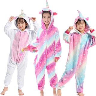 Trẻ Em Kỳ Lân Kigurumi Bộ Đồ Ngủ Cho Bé Gái Năm Mới Mùa Đông Mềm Áo liền quần Rời Thỏ Trang Phục Dễ Thương Động Vật Bộ Đồ Ngủ