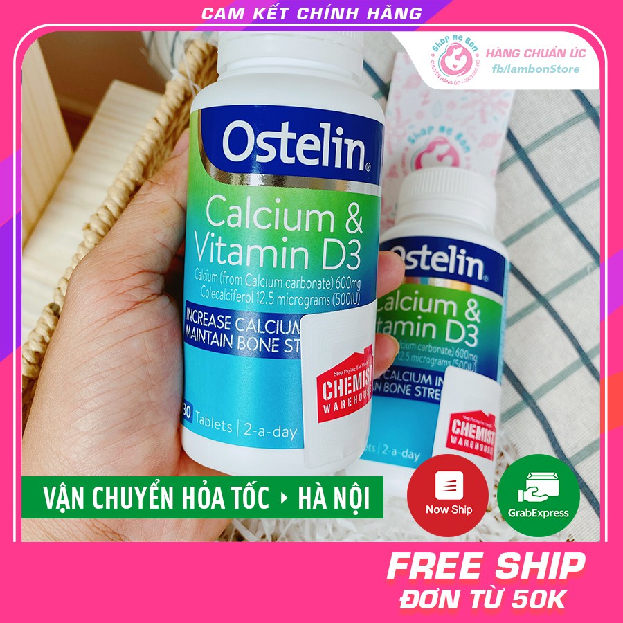 [Tem Chemist] Calcium & Vitamin D3, CANXI BẦU, Canxi Ostelin cho bà bầu và sau sinh 130 viên - Xuất xứ Úc