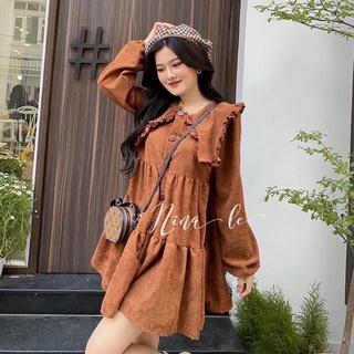 Bigsize - ❤️🔱 đầm babydoll nhung nâu 🔱❤️