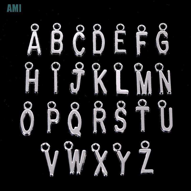 CHARMS Bộ 26 Mặt Dây Chuyền Hình Chữ Cái A-Z Màu Bạc / Vàng