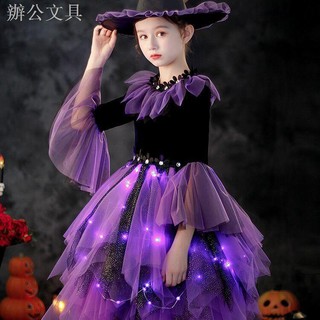 Đầm hóa trang phù thuỷ phong cách Halloween cho trẻ em