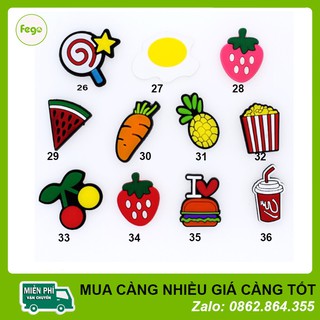 Nút Jibbitz/Sticker 2D Hoa Quả Cài Dép Sục Crocs, Satihu Giá Sỉ