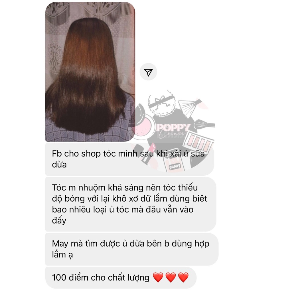 Ủ Tóc Sữa Dừa 💆🏻‍♀️ Dầu Xả Thảo Dược Thiên Nhiên , Giảm Khô, Xơ, Rối, Giúp Tóc Bóng Mượt, 250gr- Poppy Corner