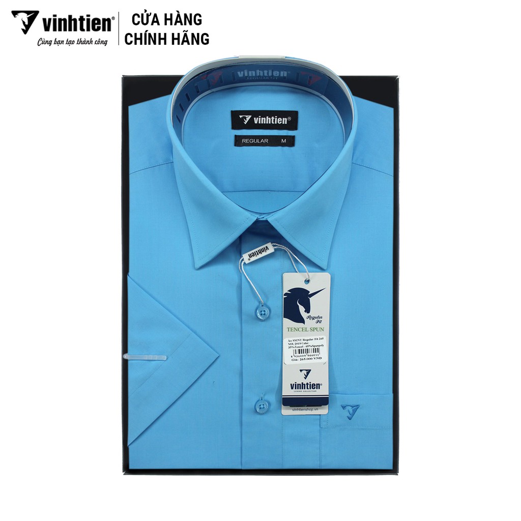 Áo Sơ Mi Ngắn Tay Màu Tencel-Spun Regular Fit 295 Vĩnh Tiến - Vạt Bầu - VM6-G504