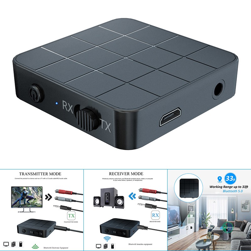 Ready Stock Bluetooth 5.0 Audio Transmitter Receiver Adapter AUX Stereo for Car Music Laptop @vn