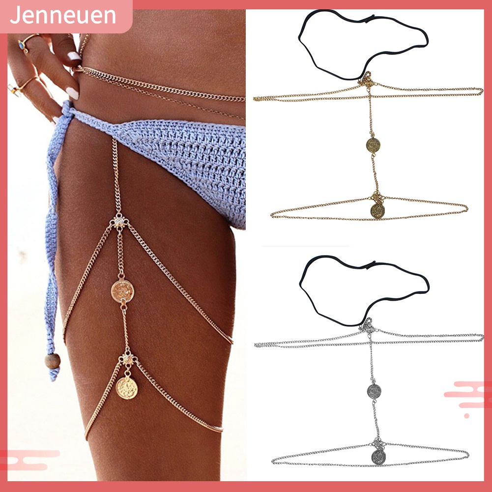 [JENN] Chuỗi Dây Tua Rua Đeo Đùi Nhiều Lớp Phong Cách Retro Quyến Rũ Cho Nữ