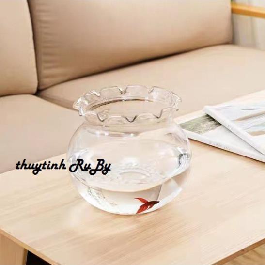 Bể Cá Thủy Tinh, Hồ Cá Mini, Chậu Cây Thủy Sinh Để Bàn B1 (D13CM X H14CM)