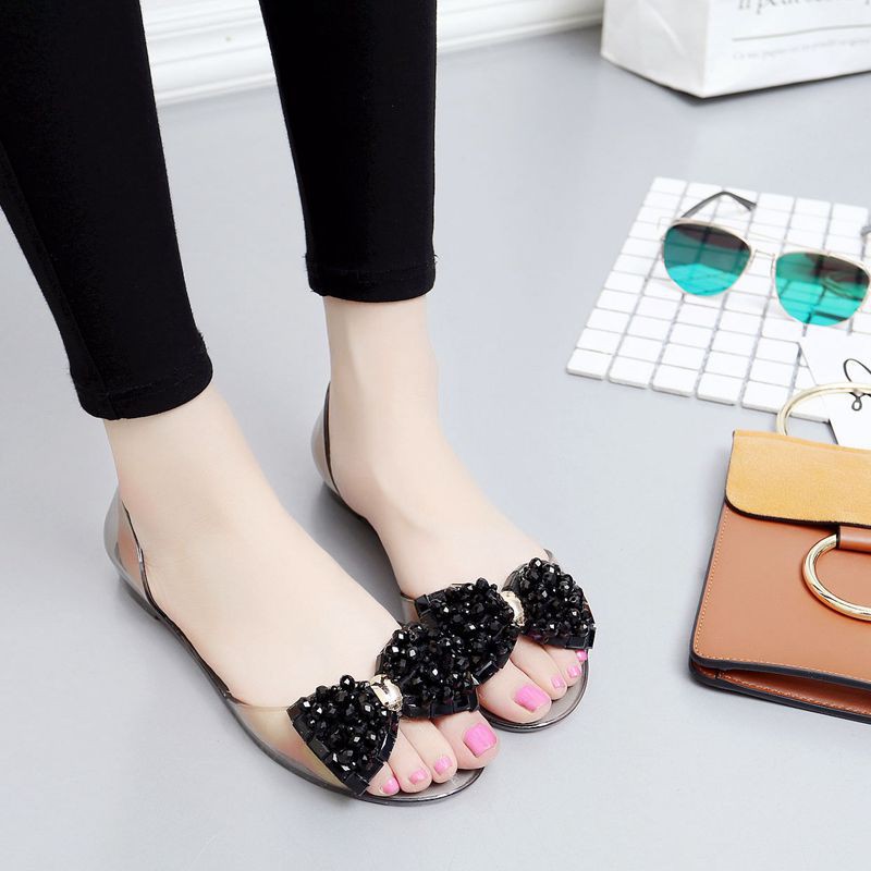 Giày búp bê nhựa nơ đá, giày búp bên nhựa đi mưa gắn nơ | BigBuy360 - bigbuy360.vn