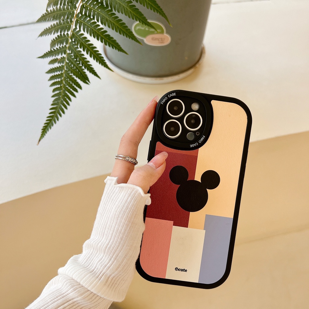Ốp Điện Thoại Da Mềm Hình Mickey Và Minnie Cho iphone 11 12 13 pro max mini XR XS 7 8 plus