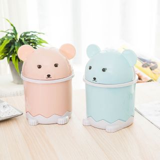 Thùng rác mini để bàn nắp lật hoạt hình decor xinh xắn
