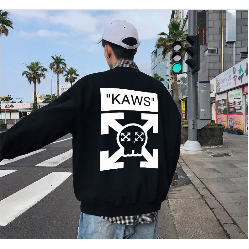 Áo sweater dài tay nam nữ unisex KAWS áo nỉ bông dài tay thu đông form rộng lót bông