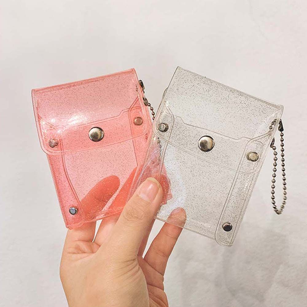 Túi đựng tiền phụ kiện mỹ phẩm bằng nhựa PVC trong suốt nhiều màu kèm móc khóa