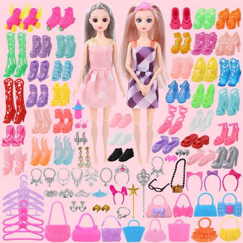 [Hàng mới về] Búp bê Barbie giày thời trang sức phục DIY Toy play house full set