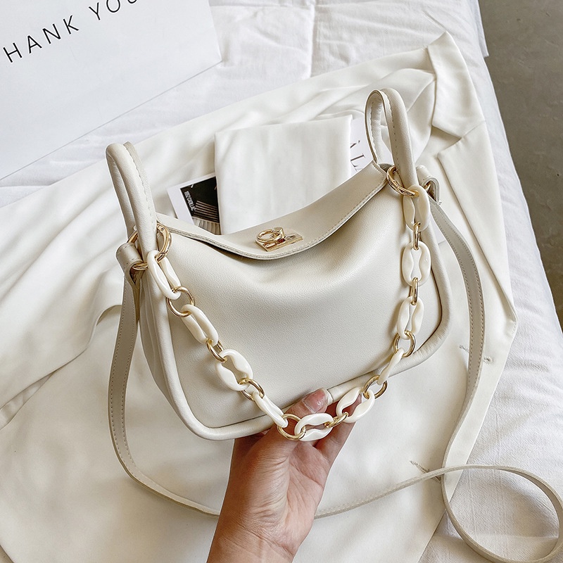 Túi đeo dưới cánh tay Màu Trơn Phối Dây Xích Phong Cách Phương Tây Thời Trang Mùa Hè Cho Nữ 2021