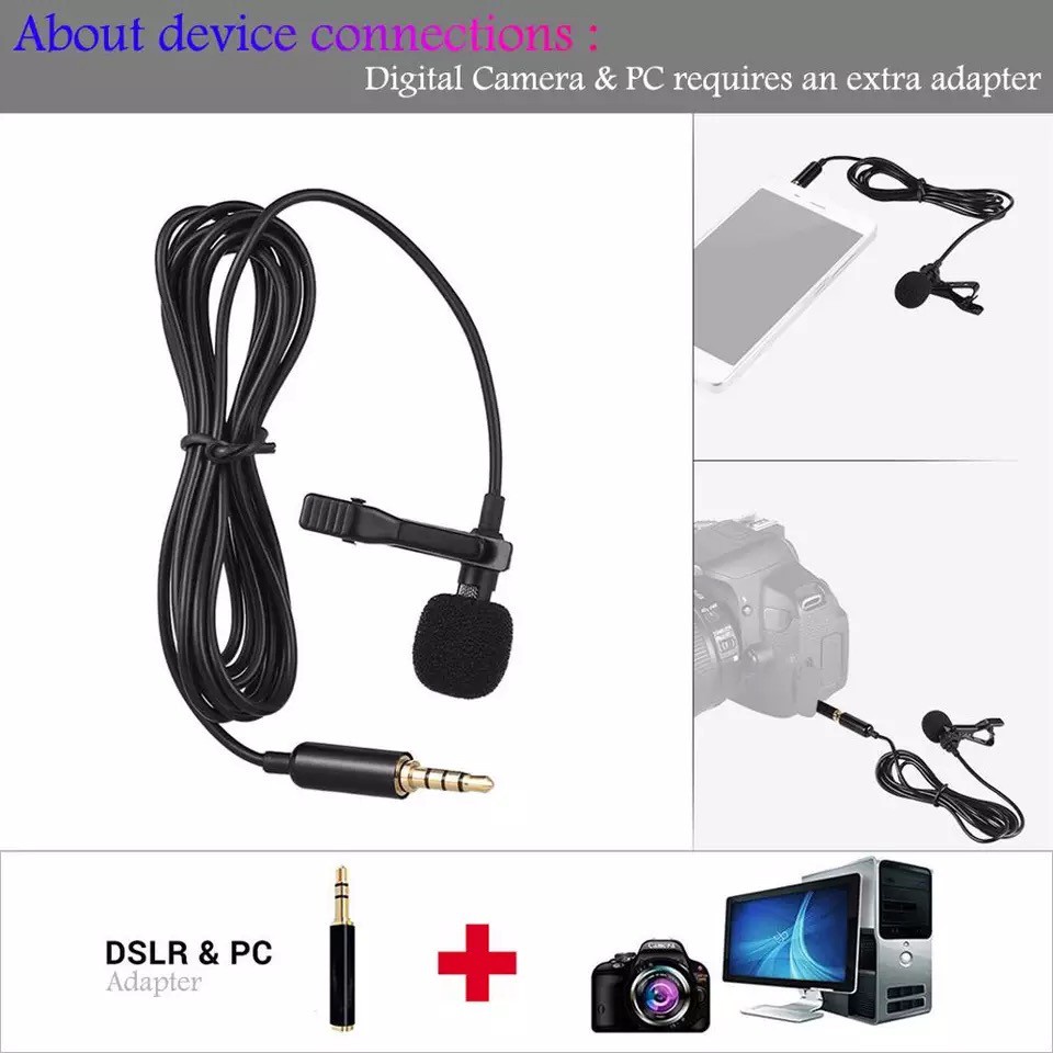 Micro cài áo thiết kế nhỏ gọn tiện lợi cho phát sóng trực tiếp qua điện thoại / pc / laptop
