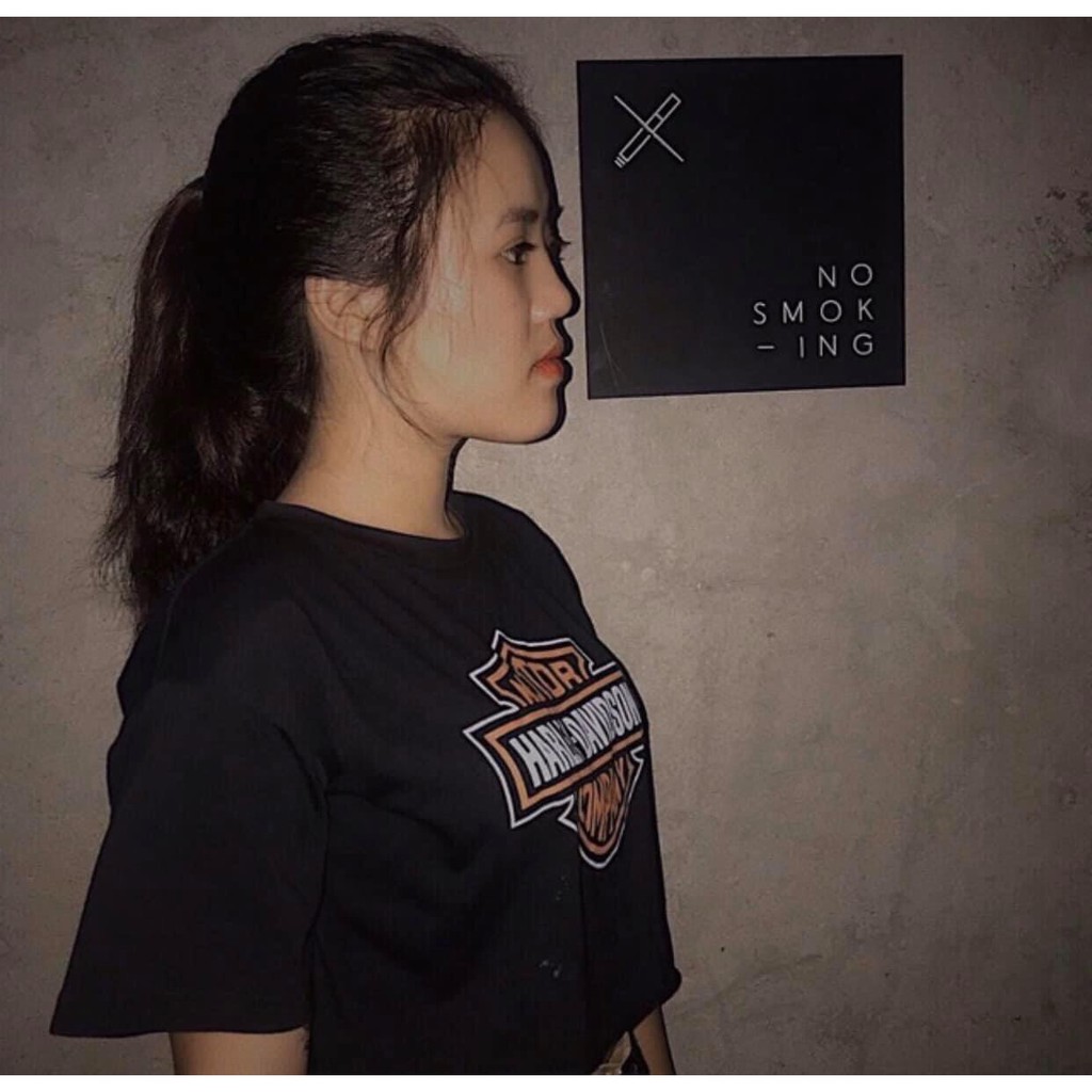 Áo croptop nữ áo kiểu,áo croptop thun mỏng nữ tay ngắn in Motor Harley