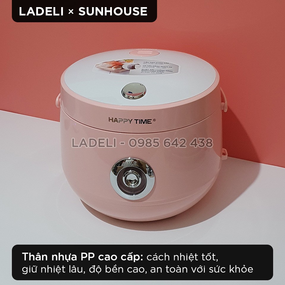 Nồi cơm điện 1.8L SUNHOUSE HappyTime HTD8521P thân nhựa chống bỏng | BigBuy360 - bigbuy360.vn