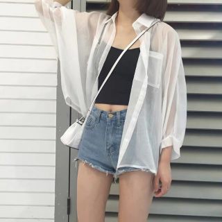 Sẳn❤Khoác sơ mi voan lụa mỏng phối ngoài Ulzzang Hàn Quốc