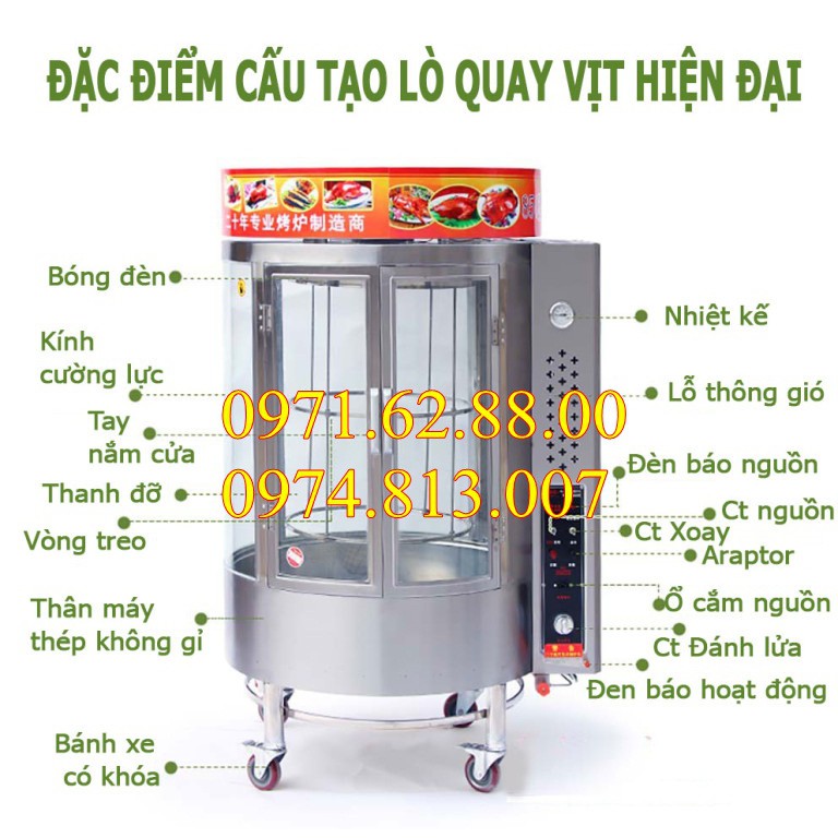 Lò quay vịt kính xoay 2 lớp cường lực SV850