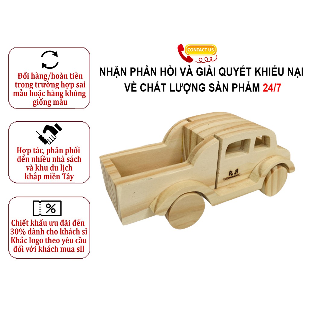 [LANMM29K GIẢM 29K ĐƠN 199K] Mô Hình Xe Bán Tải Đồ Chơi Cho Bé Bằng Gỗ, Làm Quà Tặng Sinh Nhật Cho Trẻ Em, Đồ Trang Trí