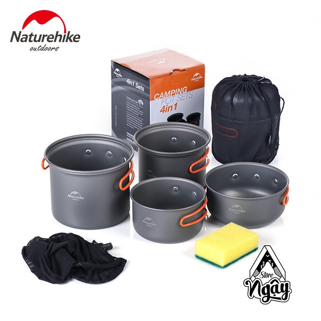 Bộ nồi du lịch Naturehike 4 đồ nấu