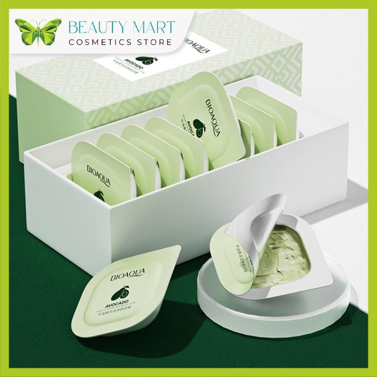Mặt nạ dưỡng trắng và mềm da chiết xuất từ quả bơ thiên nhiên Avocado Bioaqua - Hộp 8 miếng