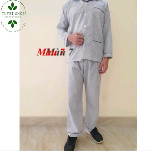 Đồ bộ pijama nam mặc nhà trung niên trung tuổi cao cấp ông già.