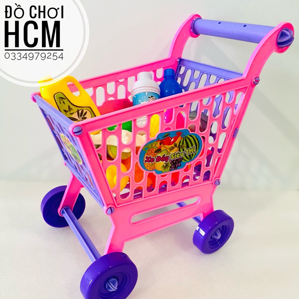 Đồ chơi túi xe đẩy siêu thị CAO 38CM dành cho bé thích nấu ăn, nhà bếp, cắt thái hoa quả, đồ hàng 0264