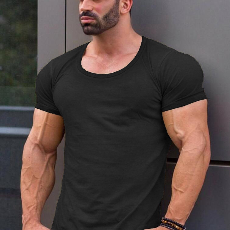 Áo thun ngắn tay bằng cotton phong cách thời trang mùa hè cho nam có cơ bắp dùng khi tập thể dục