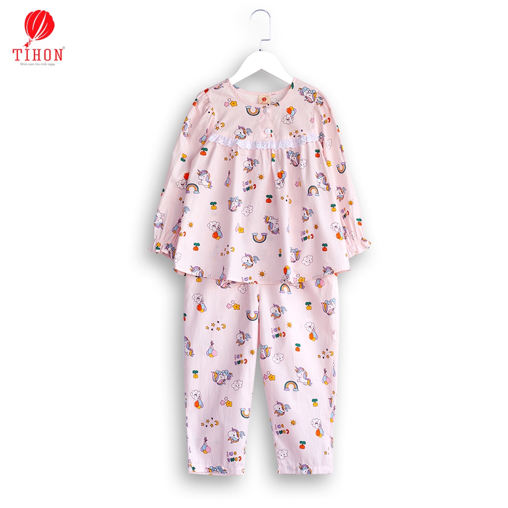 Bộ pijama trẻ em TIHON cổ tròn ấm áp cho mùa thu đông SET0750270