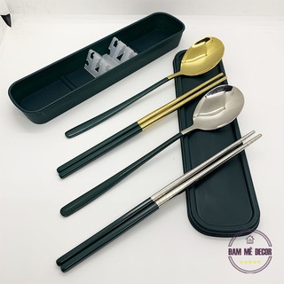 Bộ muỗng đũa bộ thìa đũa cá nhân inox 304 sang trọng nhiều màu