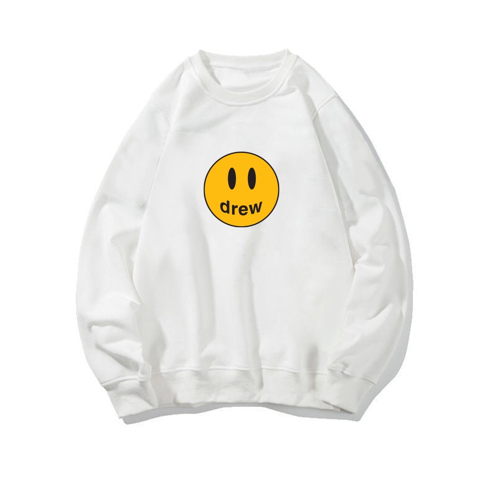 Áo nỉ Drew mặt cười hoodie sweater, dáng unisex 2 màu đen trắng (N86)