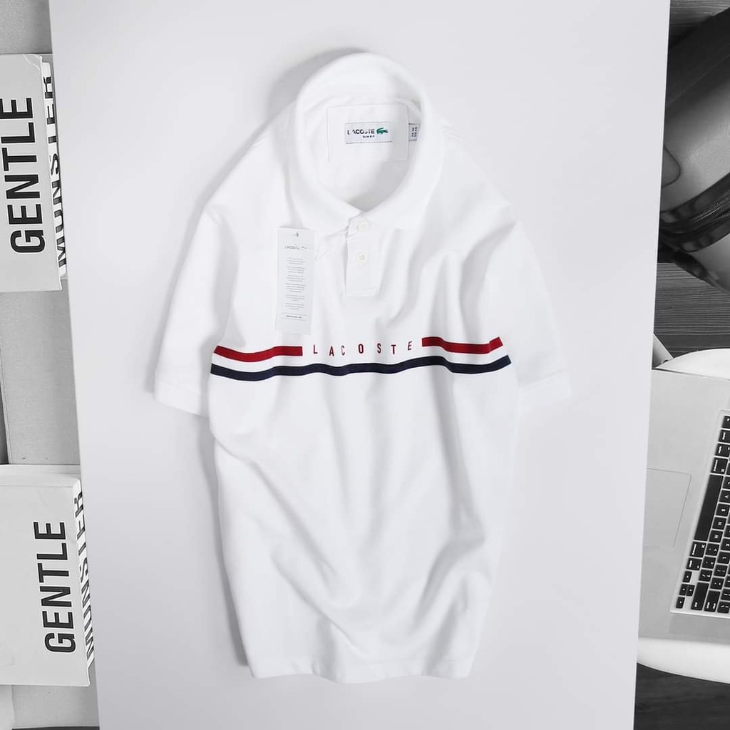 ÁO THUN POLO NAM TAY NGẮN LACOS HOẠ TIẾT SỌC NGỰC - CHẤT COTTON THẤM HÚT MỒ HÔI