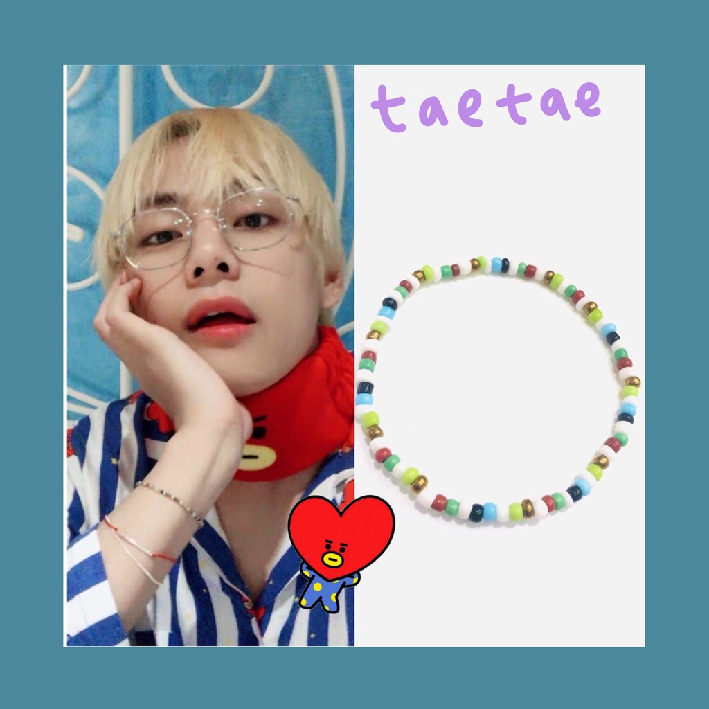 Vòng Tay Hạt cườm Handmade Cheap moment Taehyung V BTS Vòng tay hạt nhựa dây cước co giãn nhiều màu