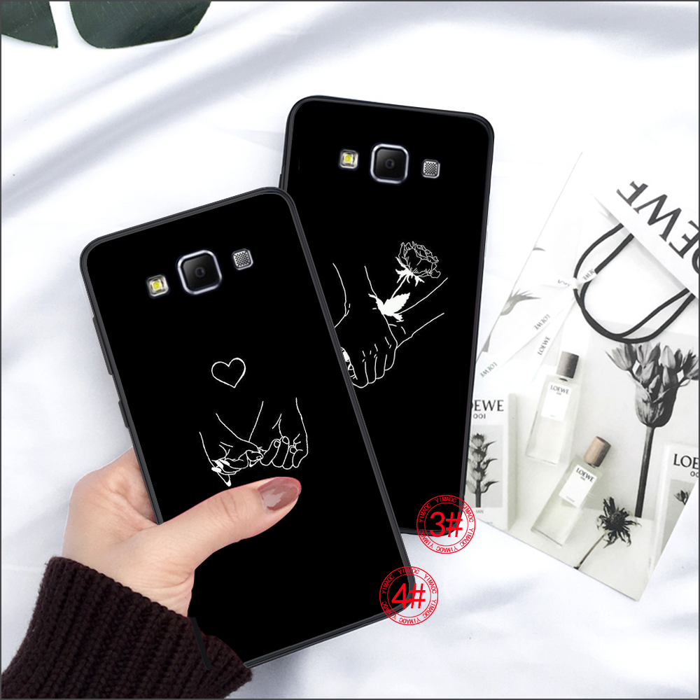 Ốp điện thoại mềm hình vẽ cặp đôi trắng đen 9VTY cho Samsung A3 A5 A6 Plus 2018 A8 A9