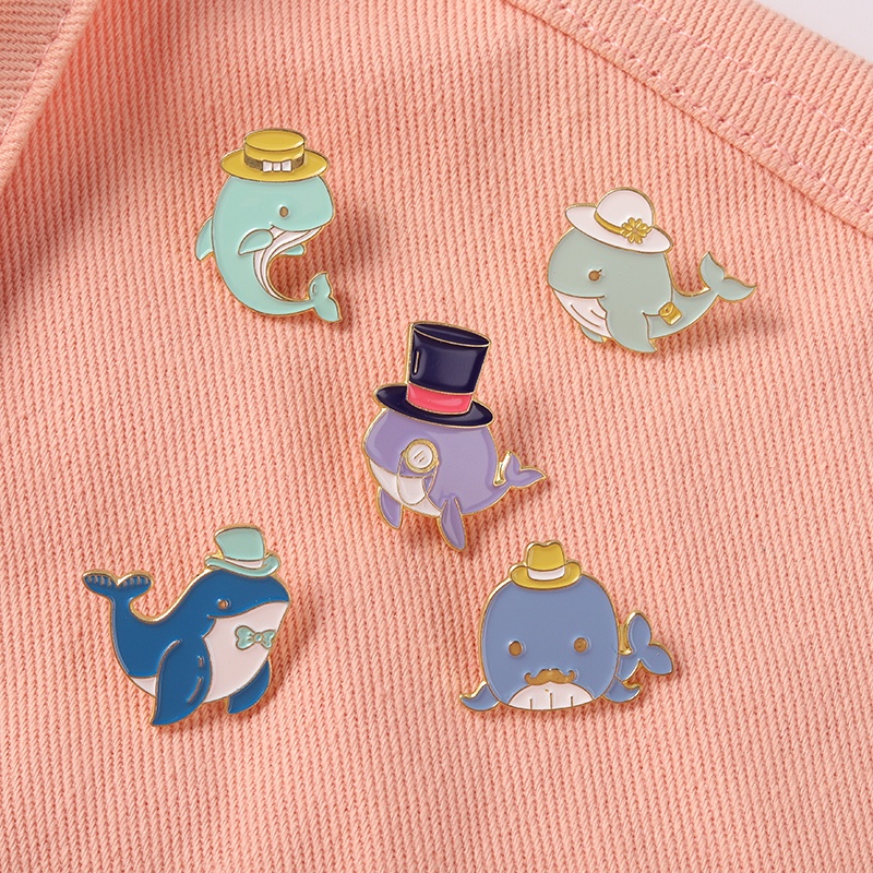 Ghim cài áo hình chú cá voi dễ thương 5 phong cách