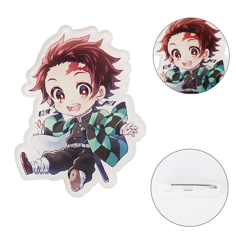 flowersqueen Ghim cài hình anime Demon Slayer bằng chất liệu acrylic trong suốt thời trang