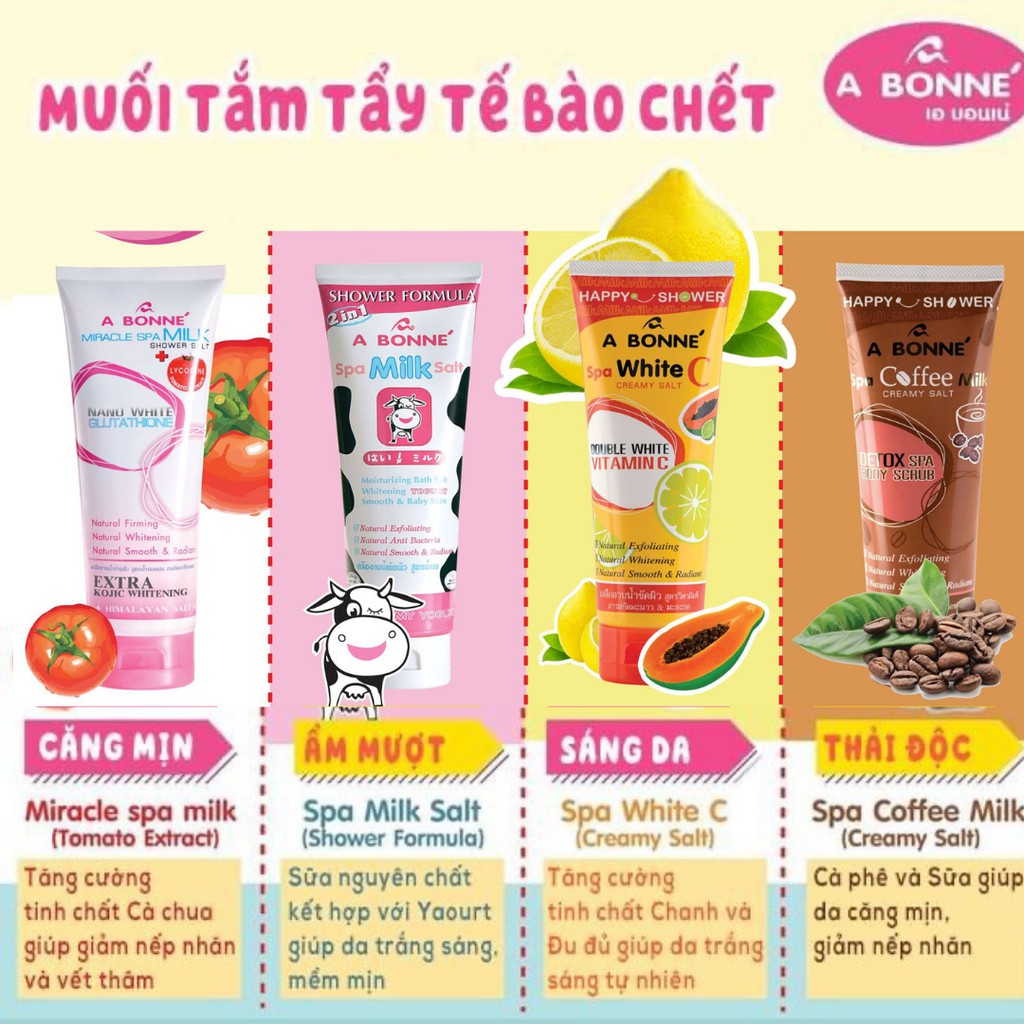 Muối Tẩy Tế Bào Chết A Bonne Spa Milk Salt 350g (Tuýp &amp; Hủ)